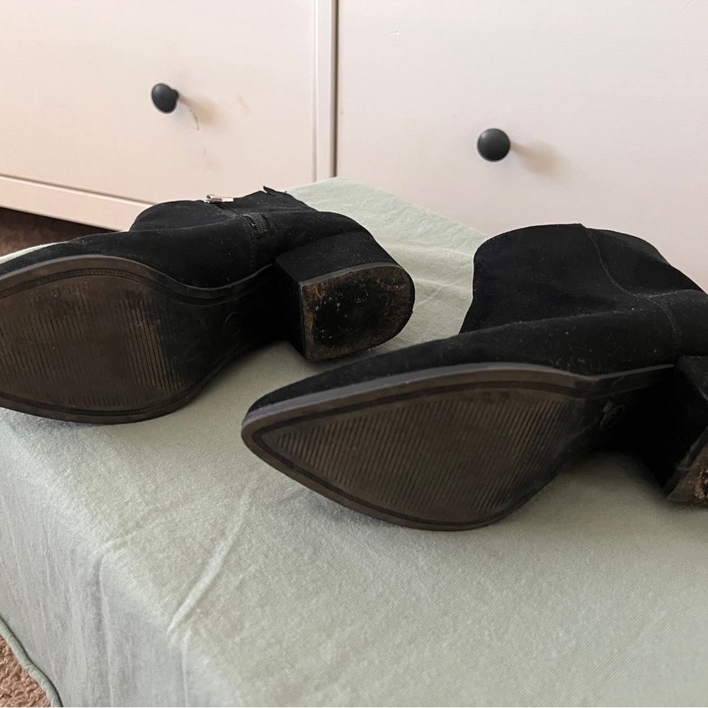 Black Suede Ankle Boots with Side Zip - Picture 2 of 3